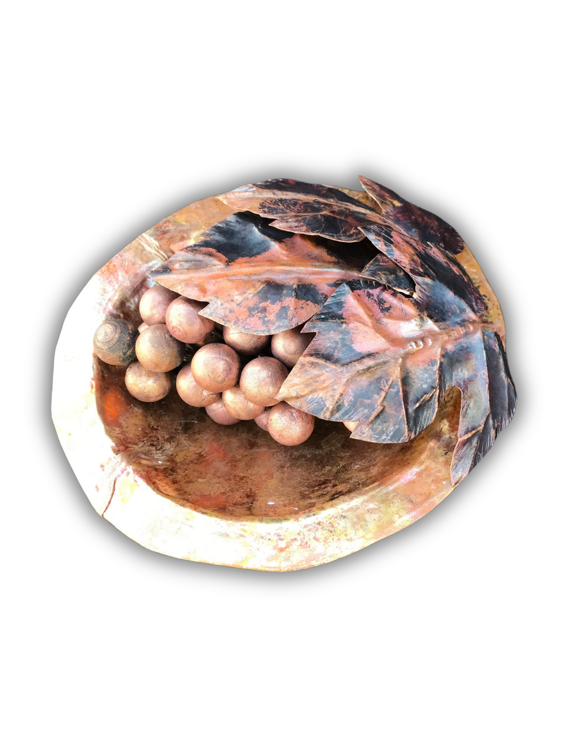 Image of Copper Grapes and Bowl
with white background. 