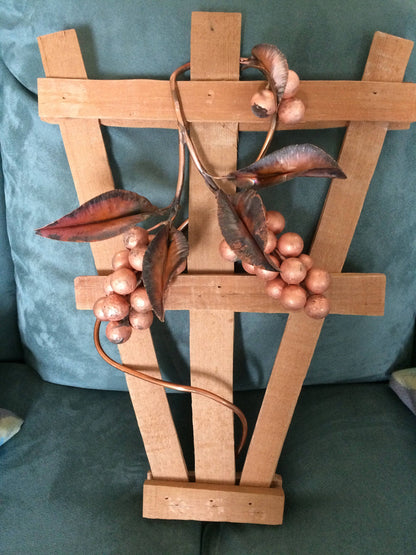 Copper Grape Vines on lattice Board