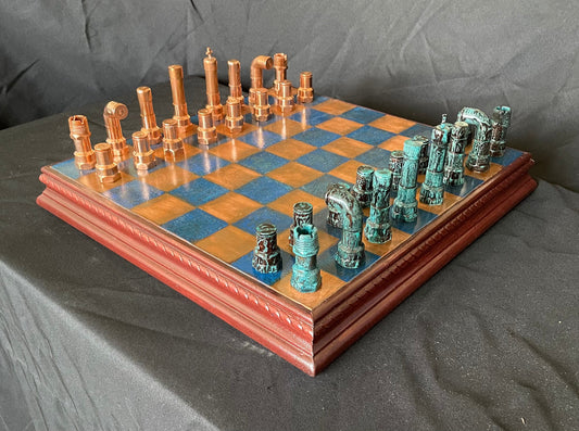 Ice Blue Copper Chess Set