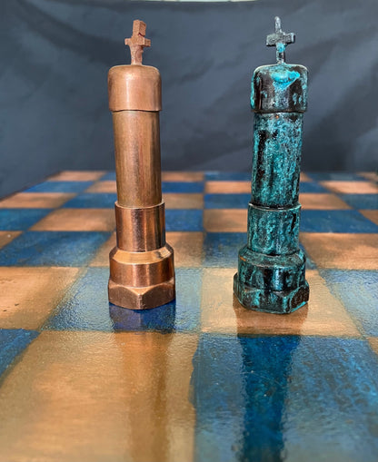 Ice Blue Copper Chess Set